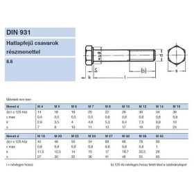 HLF RÉSZMENETES CSAVAR M10X60MM DIN931 8.8 HORGANYZOTT