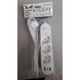 HOSSZABBÍTÓ 3M KÁBEL / 3DUGALJ KAPCS. 2USB 1USB-C